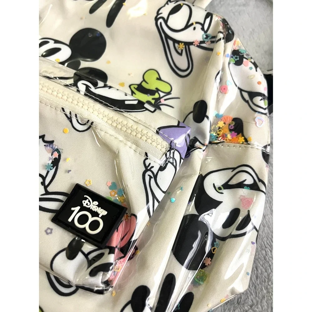 Zara Kids Disney 100 Mickey and Friends Sequin Confetti Backpack White Mini Bag